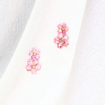 ピンク螺鈿の花のピアスイヤリング1819の画像