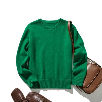 ★即納★毎日だって着たくなる メリノウールを100％使用セーター　プルオーバー　グリーン　231102-4の画像