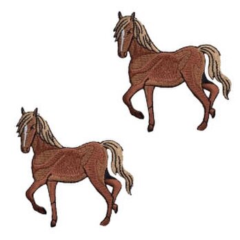 アップリケワッペン - ホースミニ 馬 2枚　w-1214　乗馬の画像