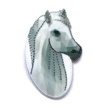 アップリケワッペン グラフィカル ホースヘッド ホワイト ST　1849　　馬の画像