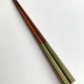 摺り漆の箸 〈金ストライプ・緑〉の画像