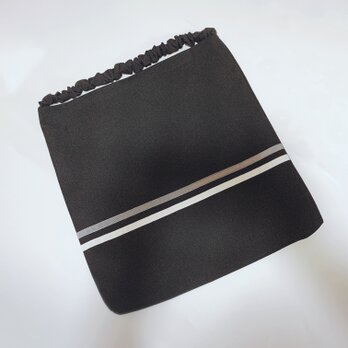 座布団カバー、防災頭巾カバー　ブラック×グレー白ラインの画像