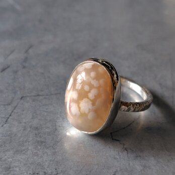 チェリーブロッサムアゲートシルバーリング#15〜15.5