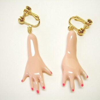 S様お取置き　hand イヤリング　（nail neon PK）