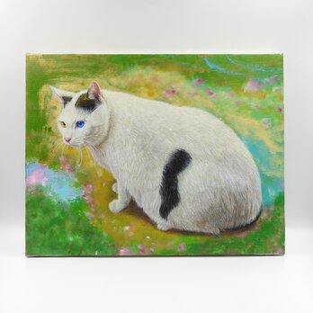 「オッドアイ」 アクリル画 猫 原画 F6サイズ 送料無料の画像