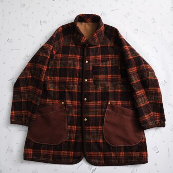 『 お仕立て承ります♪ 』リバーシブル ウールコート　ベージュ×オレンジチェックの画像