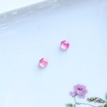 ピンク螺鈿の小さなピアスイヤリング【1845】#シェル　ブルー　和　伝統工芸　秋ピアスの画像