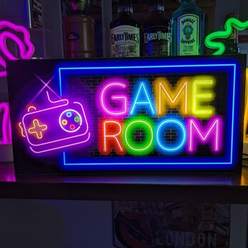 【Lサイズ】GAME ゲーム ゲームルーム ゲームセンター アーケード 店舗 自宅 照明 看板 置物 雑貨 ライトBOXの画像