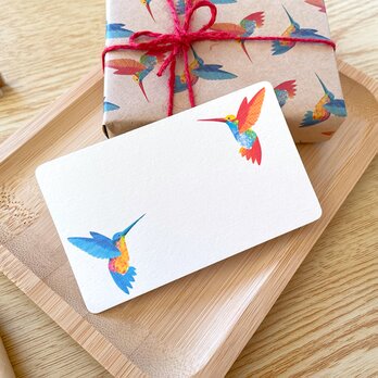 ハチドリのメッセージカード 10枚入 名刺サイズ ギフト ラッピング プレゼント 鳥 かわいい シンプル おしゃれの画像