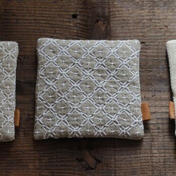 【受注制作】刺し子のコップじき・十字花刺し