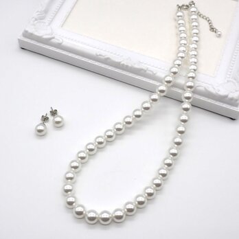 【スタッドピアス】パールアクセサリー２点セット【ピアス・ネックレス】