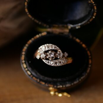【FR-38】 天然ダイヤモンド K18 トゥールビヨン アンティーク 指輪 ナポレオン三世時代の画像