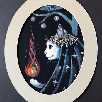 「炎の姫」額付きアート作品原画 猫 徳島洋子作品 ★ 星月猫の画像