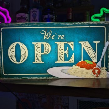 【Lサイズ】OPEN フレンチ イタリアン カジュアル レストラン カフェ バー 店舗 看板 置物 雑貨 ライトBOXの画像