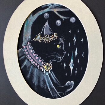 「氷の王子」額付きアート作品原画 猫 徳島洋子作品 ★ 星月猫の画像