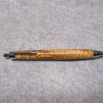 肥松(赤松)ジン　琥珀脂　金襴杢　出雲産樹齢250年　キヌカオイル仕上げ　木軸シャープペンシル(ボールペン)　の画像