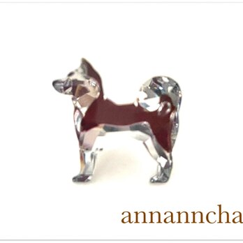【稀少　オーストリア製　スワロフスキ―　柴犬　　ピンブローチ　】イヌ　犬の画像