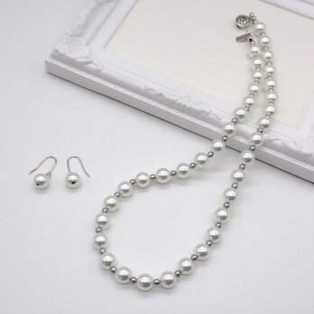 パールアクセサリーセット③　２点セット【ネックレス・ピアス／イヤリング】