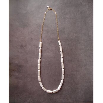 【K14gf】 Rectangle Pearl Necklace／レクタングルパール チェーンネックレス（55-67cm）の画像