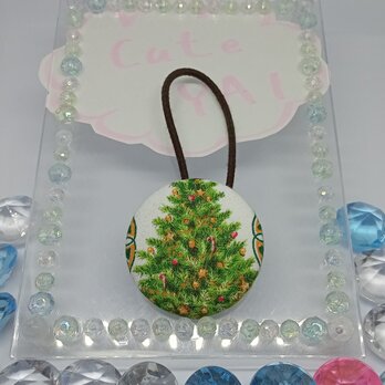 くるみボタン ヘアゴム クリスマスツリーの画像
