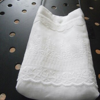 刺繍lace ×linen 小さなBagの画像