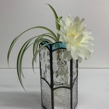 「ステンドグラス一輪挿し/ブルー」花器　花瓶の画像