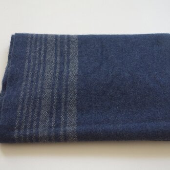 手織りカシミアマフラー・・ミッドナイトストライプの画像