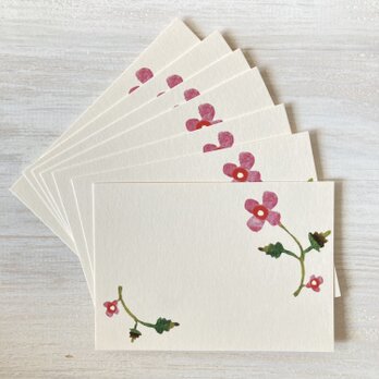 一筆カード7枚セット・型染め「野花・ピンク」の画像