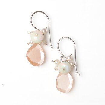 -Peach moonstone・Opal- silver pierceの画像