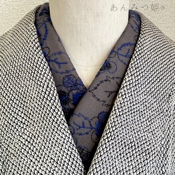 綿の刺繍半衿 紺碧の画像