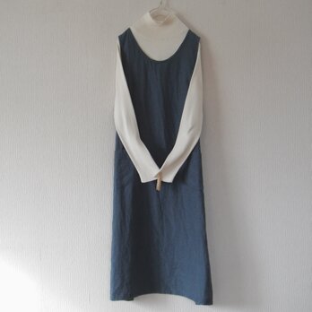 冬リネンのジャンパースカート　灰青の画像