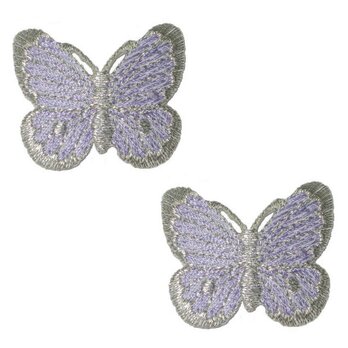 アップリケワッペン バタフライシルバーエッジ　ラベンダー 2枚　w-1952　ちょうちょ 蝶の画像