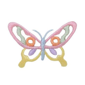 カラフルちょうちょワッペン ピンク　 W-0157　バタフライ　蝶々の画像