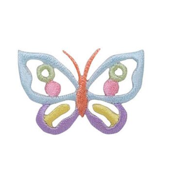 カラフルちょうちょワッペン ブルー　 W-0157　バタフライ　蝶々の画像