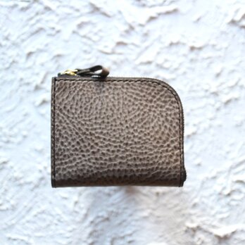 【一点物即納品】L字ファスナー小さい財布 ～アラスカグレー×栃木アニリンキャメル～の画像