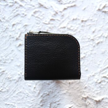 【一点物即納品】L字ファスナー小さい財布 ～イタリアンバケッタブラック×栃木アニリンキャメル～の画像