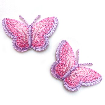 アップリケワッペン-ピンク バタフライ2枚 441　蝶々　ちょうちょの画像