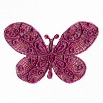 アップリケワッペン レースバタフライフィユーシャピンク 2枚　1589　蝶々　ちょうちょの画像