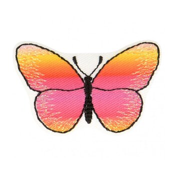 アップリケワッペン プリントバタフライ オレンジ1719　蝶々　ちょうちょの画像