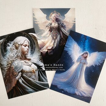 美しい女性天使達の スピリチュアル 開運 イラスト アート３枚 ハガキ ポストカード セット ♪の画像