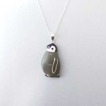 皇帝ペンギンひな 漆ネックレス（sv）