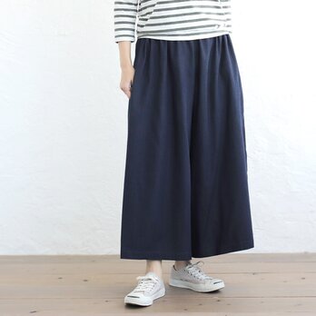 ストレスフリーで快適 ふんわりソフトデニム ワイドパンツ 総ゴムスカーチョ（ダークインディゴ）PT26の画像