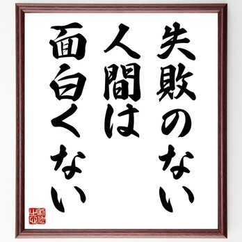 名言「失敗のない人間は、面白くない」手書き書道色紙額／受注後の毛筆直筆（Y3686）の画像