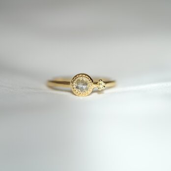 [送料当方負担] K18 Round Rose cut Diamond ring with bud(0.194ct,R077)の画像