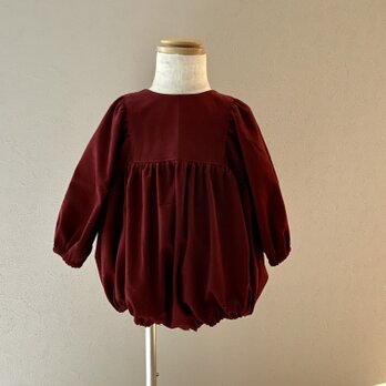 （8０ｃｍ） puffed sleeves romper／corduroy／コーデュロイ／ロンパース／ガーネットの画像