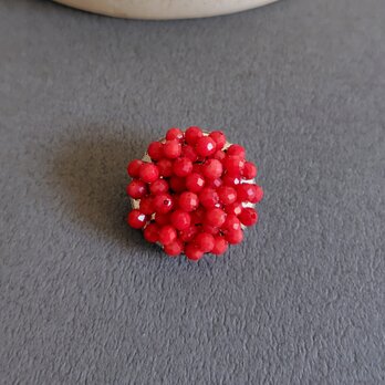 〔1718〕カリフラワー　ブローチ（レッドコーラル）【送料無料】