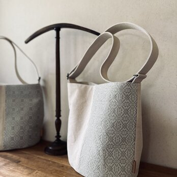 bag[手織りと帆布のワンショルダーバッグ]アイボリーの画像