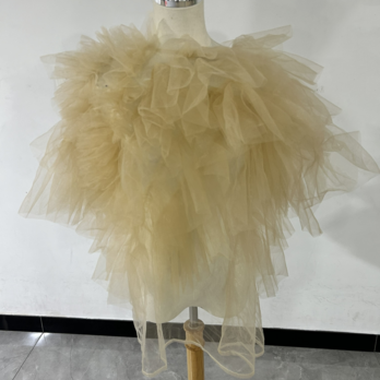 可愛い トップス アイボリー ソフトチュール デザイン感 ブライダル 花嫁/ウェディングドレスの画像
