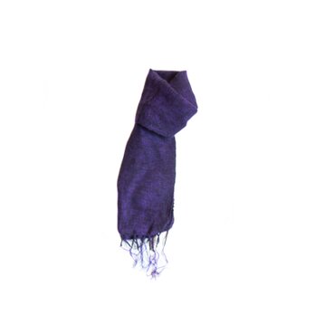 紫、手織りカシミア、ミニスカーフ 138x29cm MOMOZONO archiveの画像