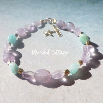 ＊14kgf*Amazonite Amethyst Healing Bracelet 　アメジスト＆アマゾナイトの画像